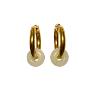 White Jade gold hoop earrings