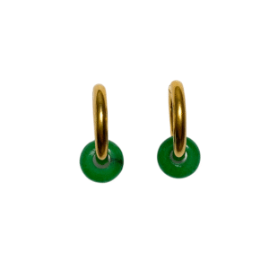 Green Jade gold hoop earrings