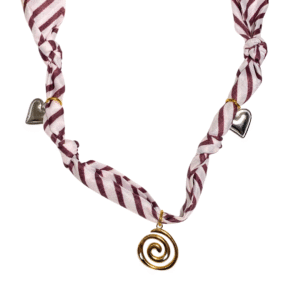 Eternal Whirl silk scarf necklace - brown and white