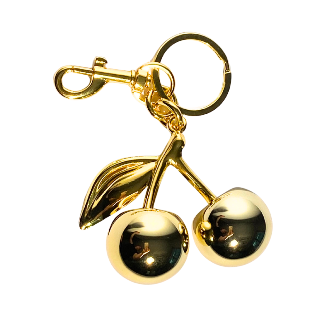 Cherry bag charm - gold