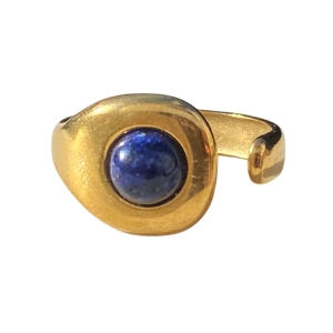 gold lapis lazuli blue cabochon open ring